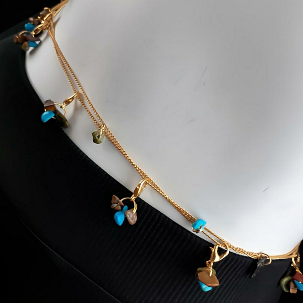 Dif4rant Custom Adjustable Gold Crystal Body Stones (50in Length)